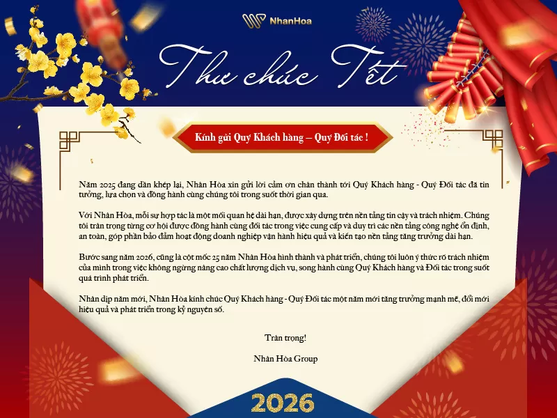 Thư Cảm ơn & Ch&uacute;c mừng năm mới 2026 - Nh&acirc;n H&ograve;a Group